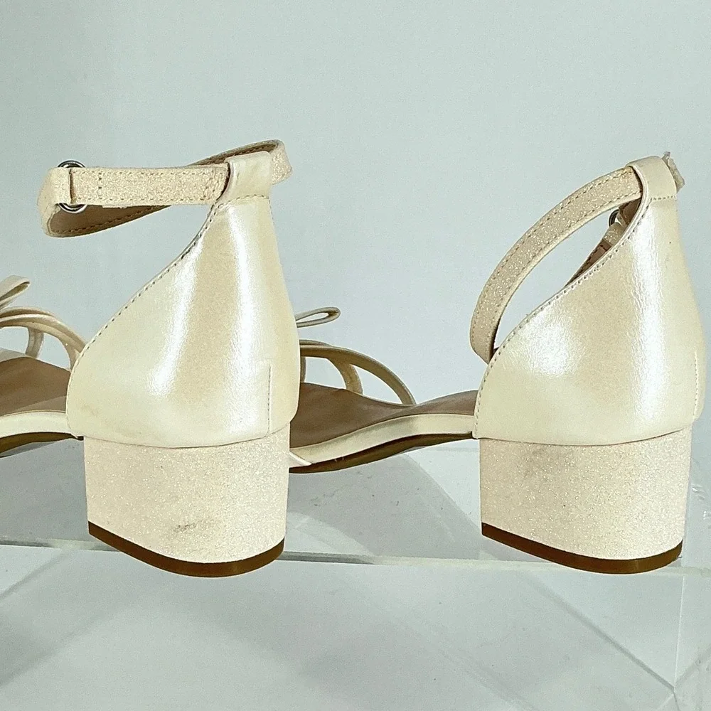 Jellypop Size 4 SEE PHOTOS Zendah Girls Pearl Shimmer Strappy Block Heel Sandals